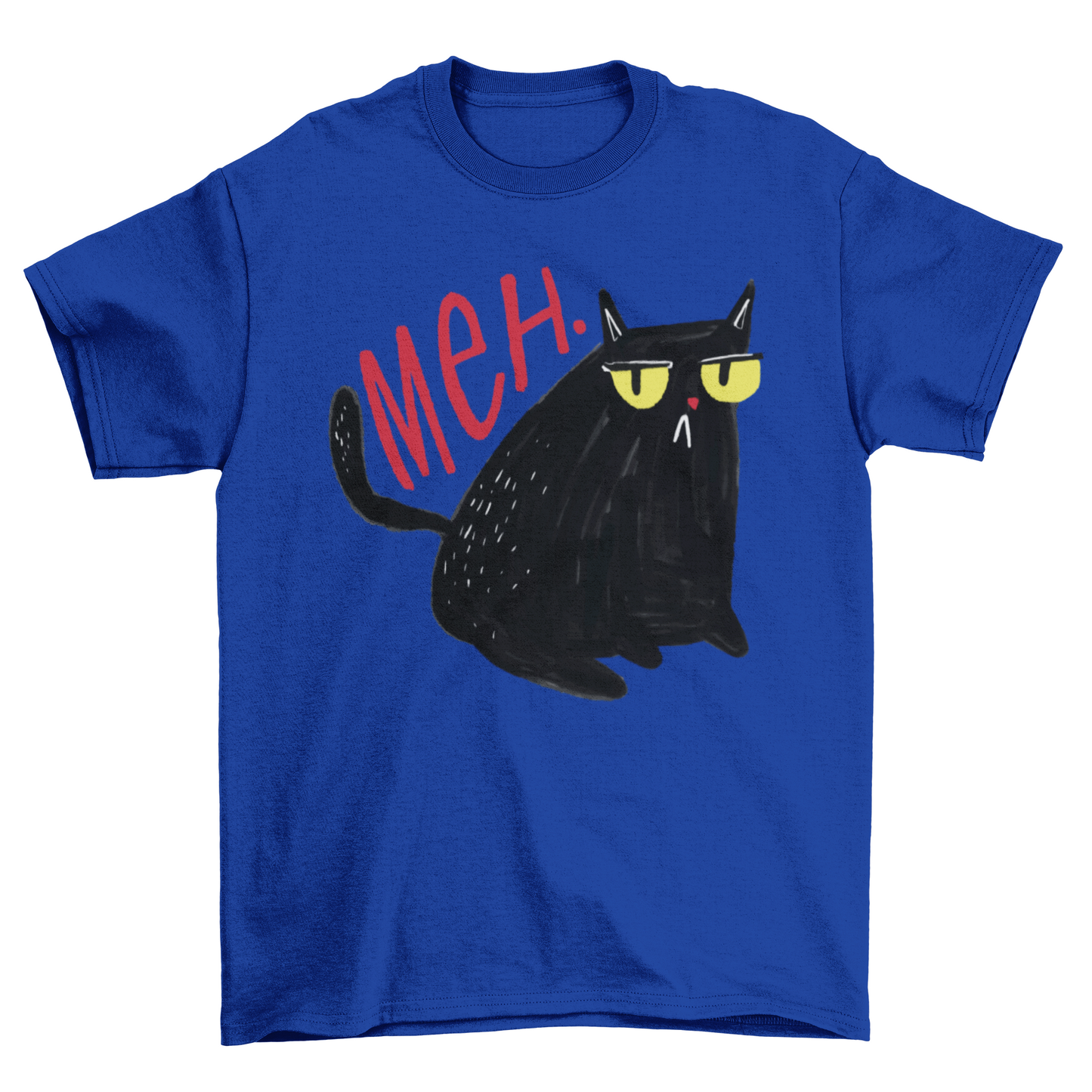 Unimpressed Meh Black Cat T-Shirt - Funny Sassy Cat Attitude Tee