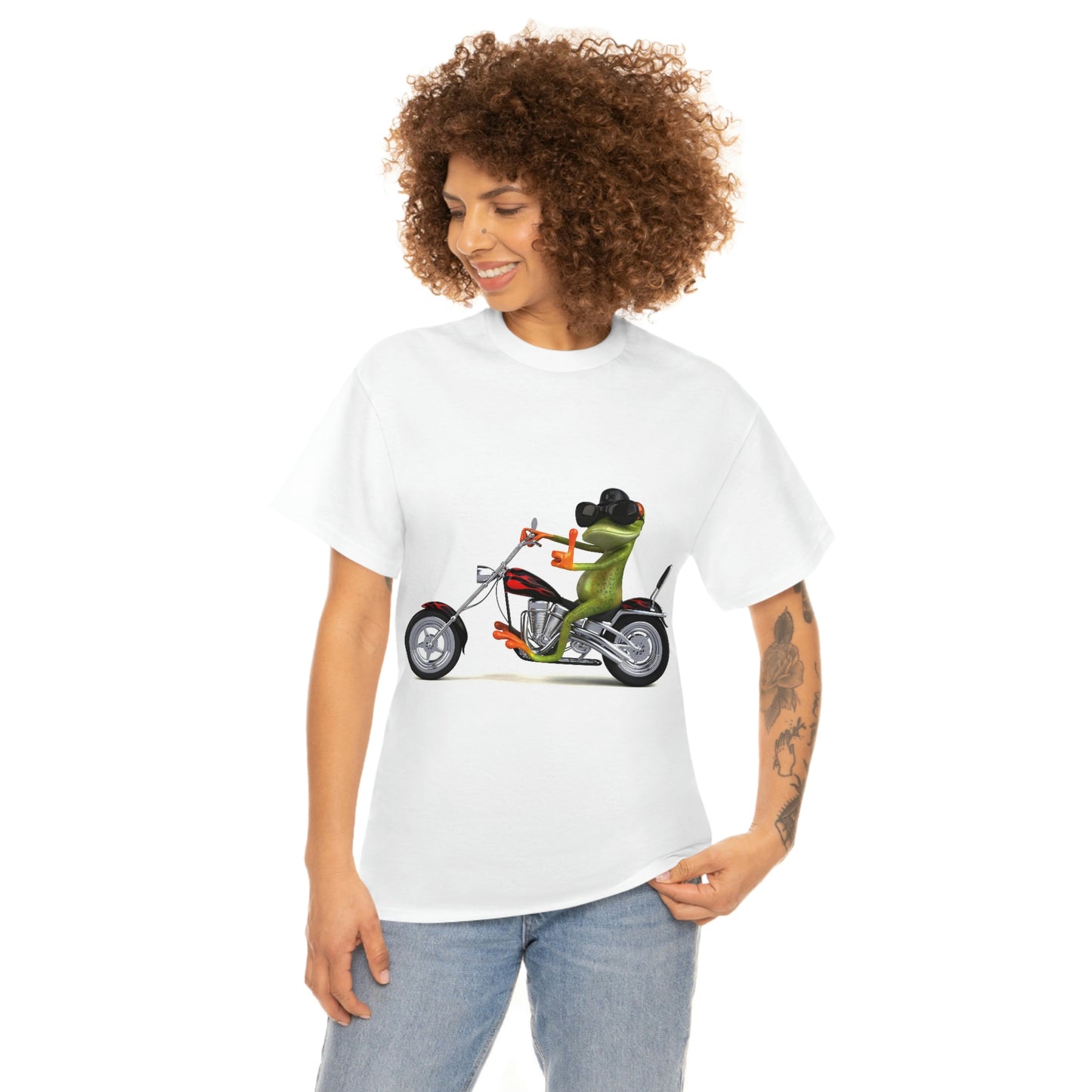 A Comfortable Tee Frog on Bike T-shirt - Men's Penny Farthing shirt - Animal Tshirt - Motorcycle Bike - Bike Frog Shirt - Animal Shirt - Bike Shirt - Frog Tshirt