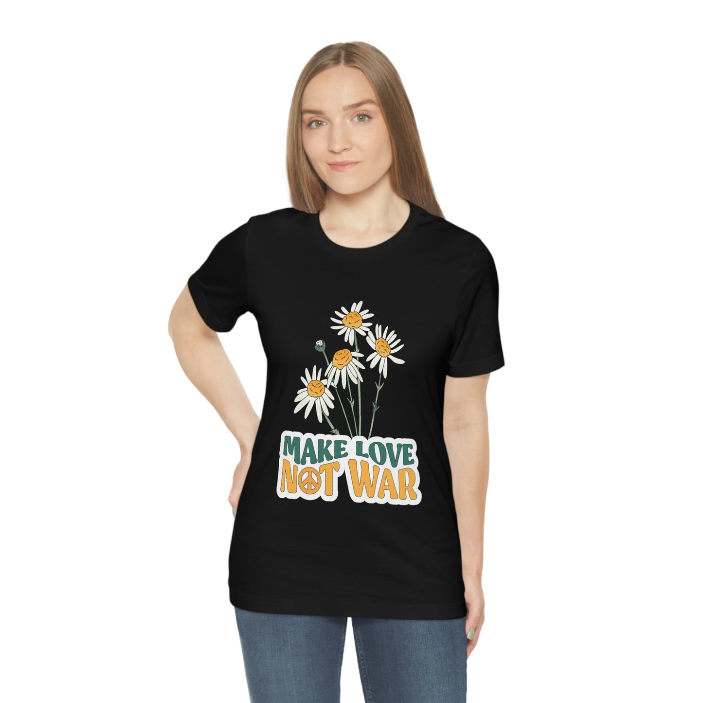 A Comfortable Tee Make Love Not War Unisex Jersey Short Sleeve Tee