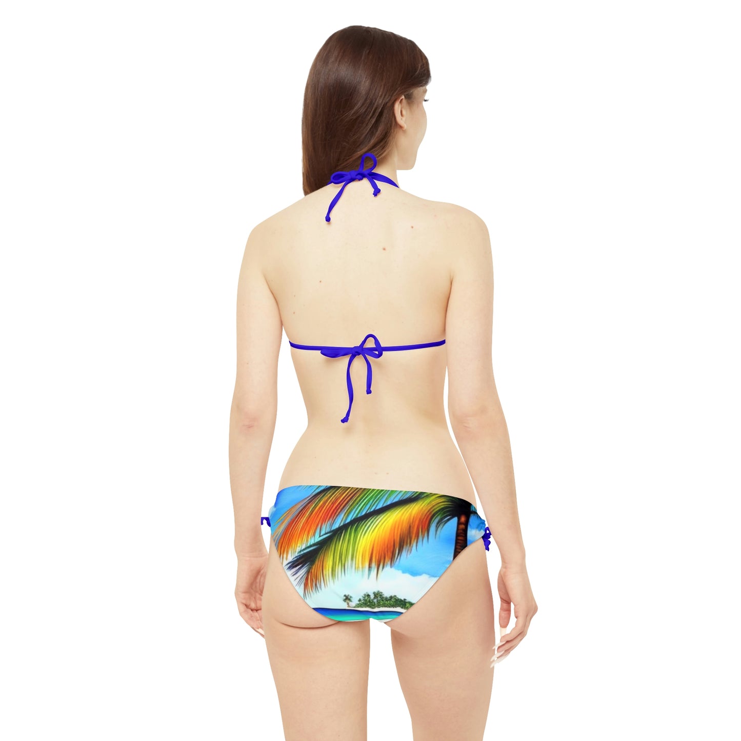 Hawaiian Beach pattern Swimwear Beautiful for summer on the beach or pool side Strappy Bikini Set, Made in U.S.A