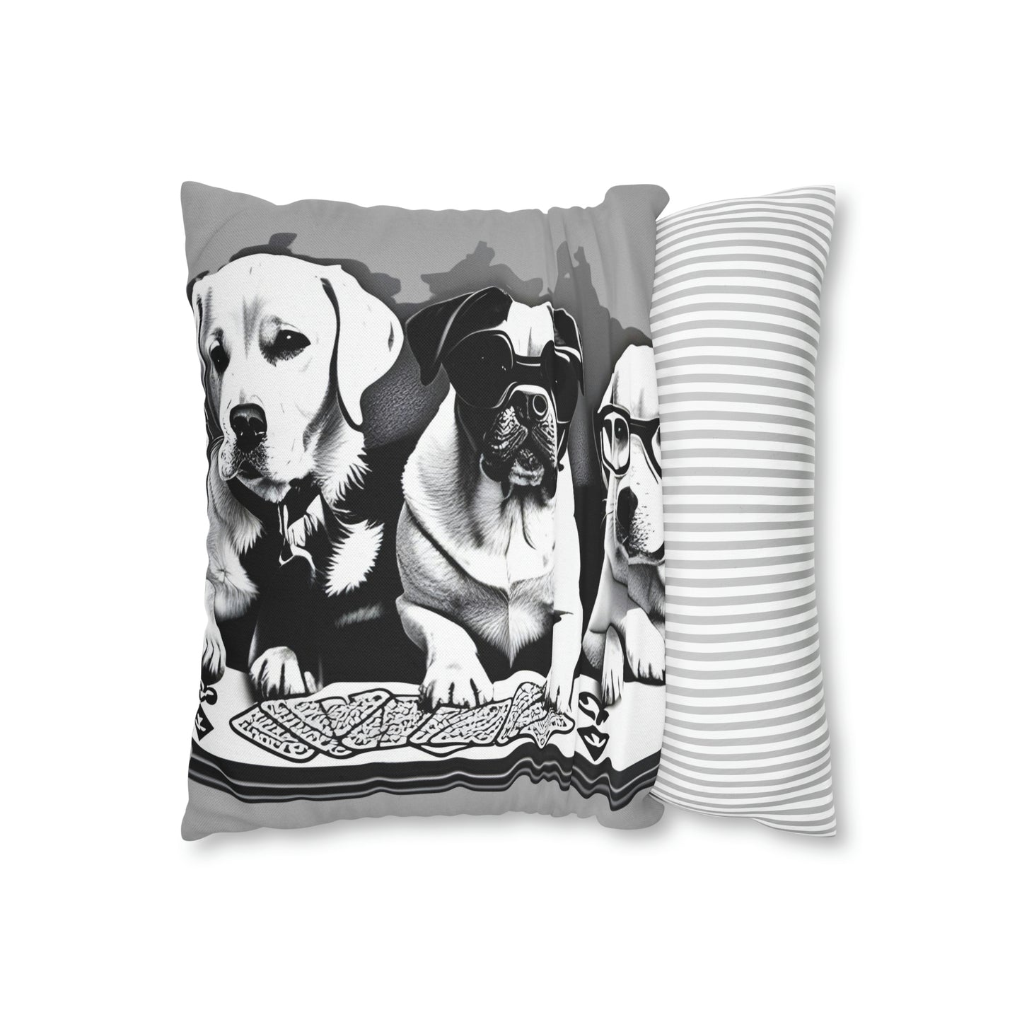 Grey Scripture Spun Polyester Square Pillow | Spun Polyester Square Pillow Case | Dogs Playing card | Dog Décor pillow