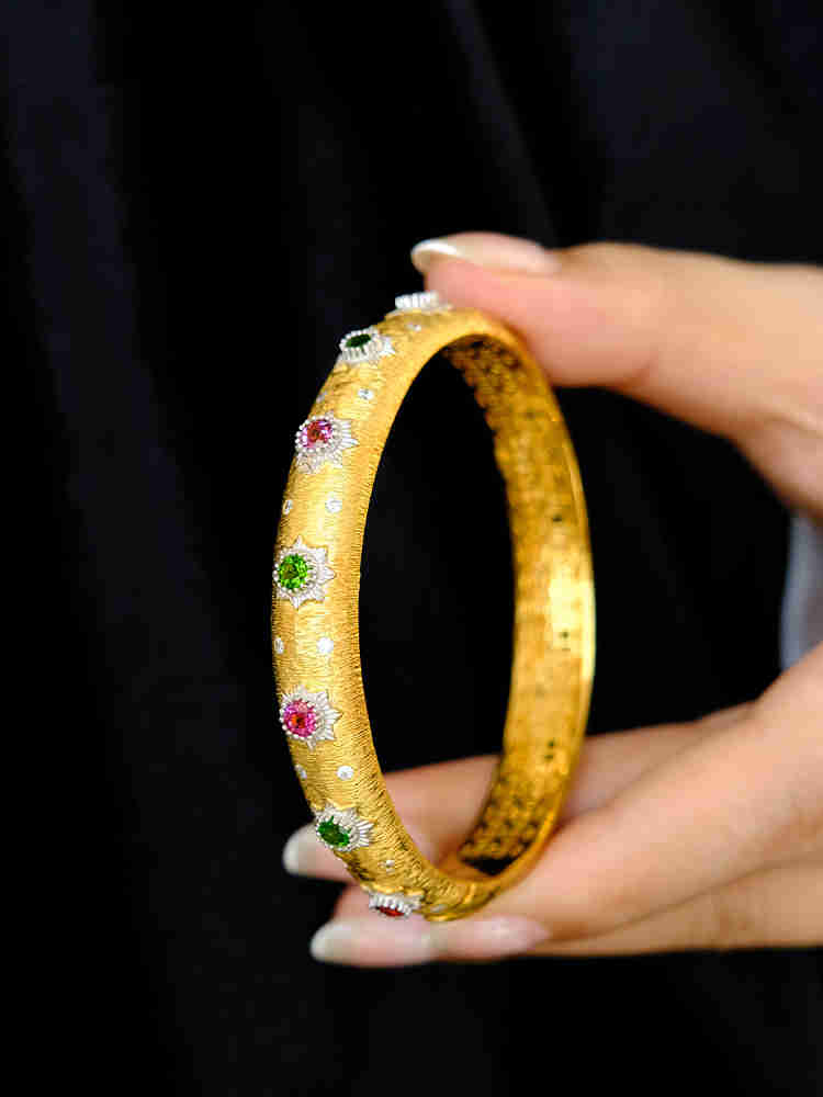 Pure Gold Plated Luxury Color Treasure Bracelet Vintage