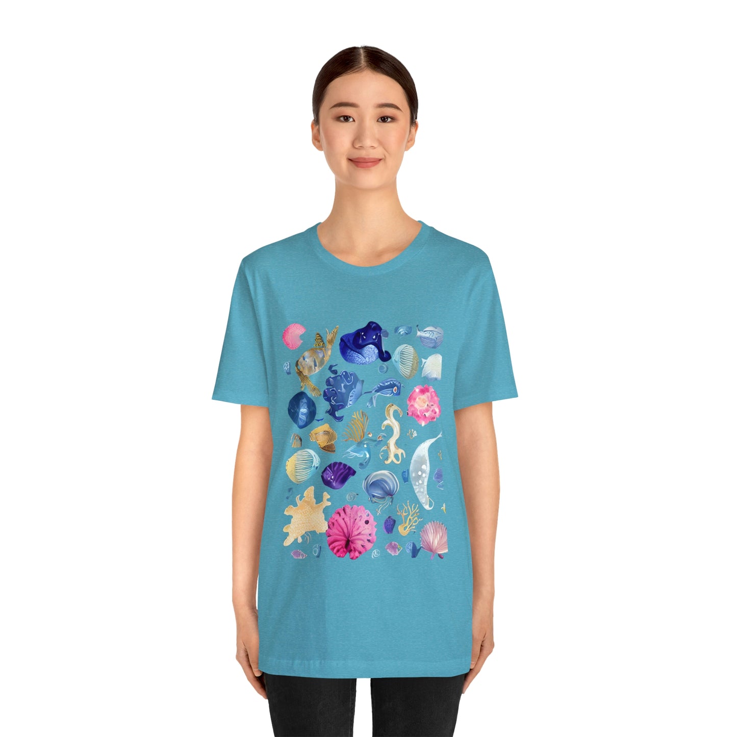 Watercolor Sea Creatures Tshirt Marine Life Ocean Conservation Environment Shirt Tropical Fish Coral Reef Octopus Jellyfish Turtle Shirt