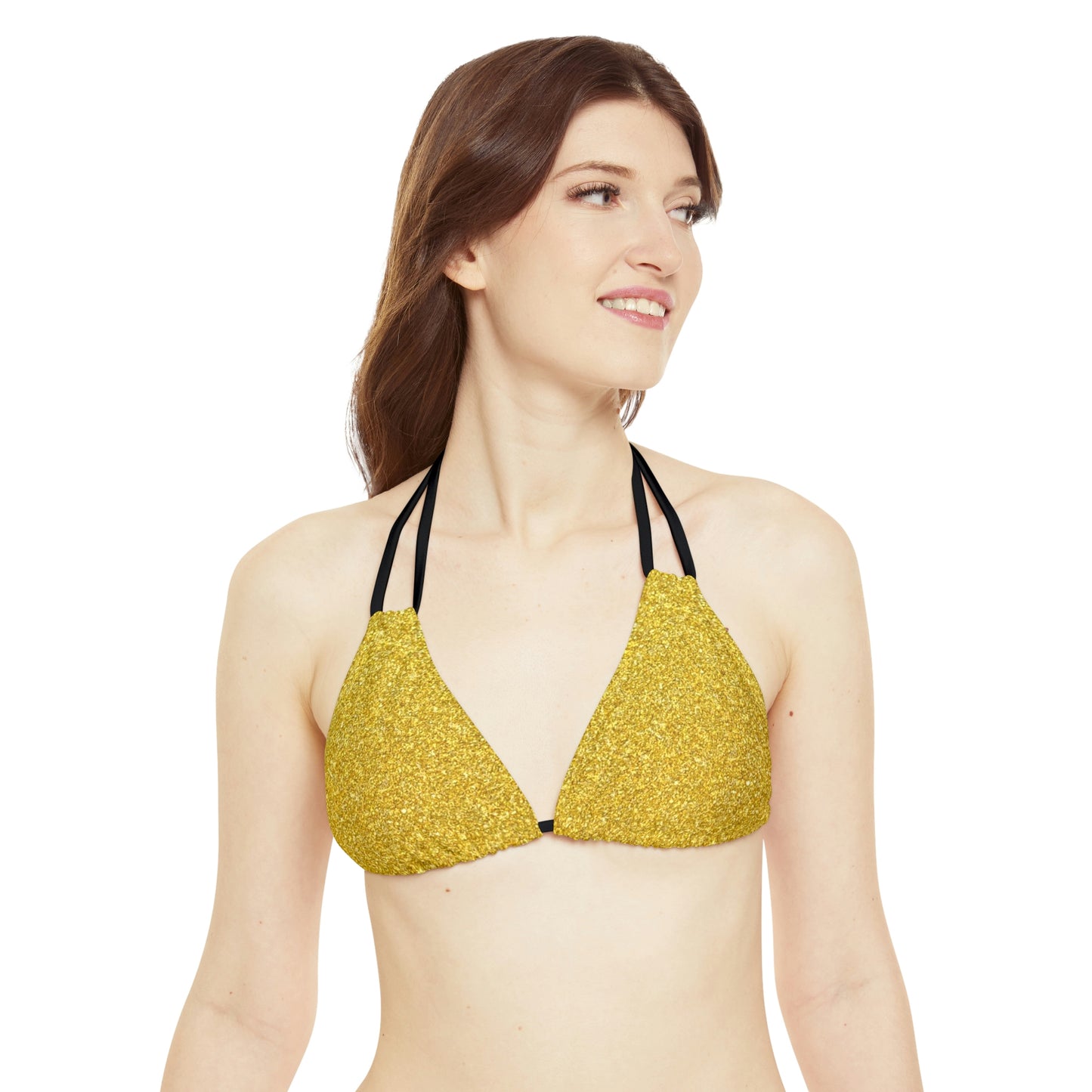 Golden Hawaiian Lion Beach pattern Swimwear Beautiful for summer on the beach or pool side Strappy Bikini Set, Made in U.S.A