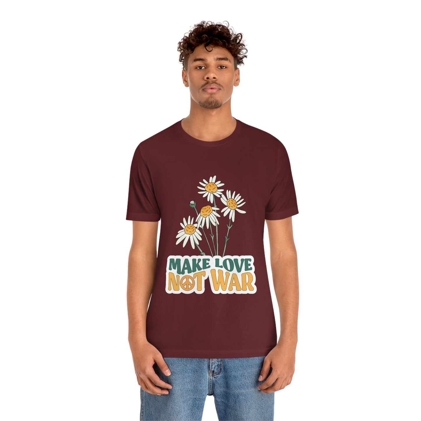 A Comfortable Tee Make Love Not War Unisex Jersey Short Sleeve Tee