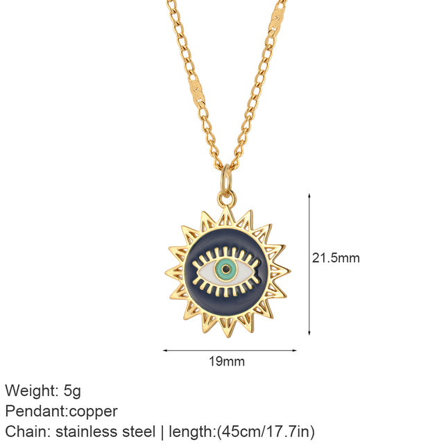 Mental Devil Blue Eyes Sun Necklace Women