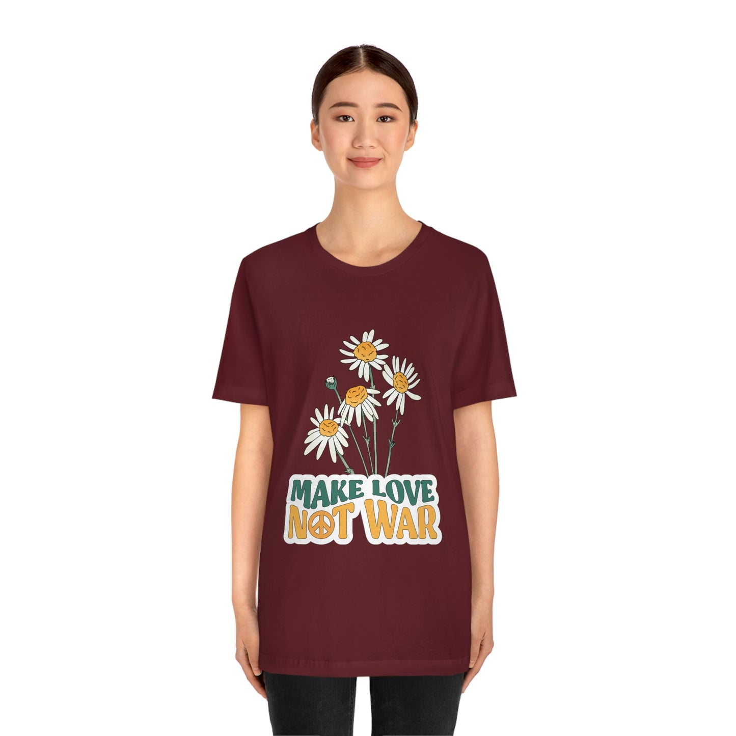 A Comfortable Tee Make Love Not War Unisex Jersey Short Sleeve Tee