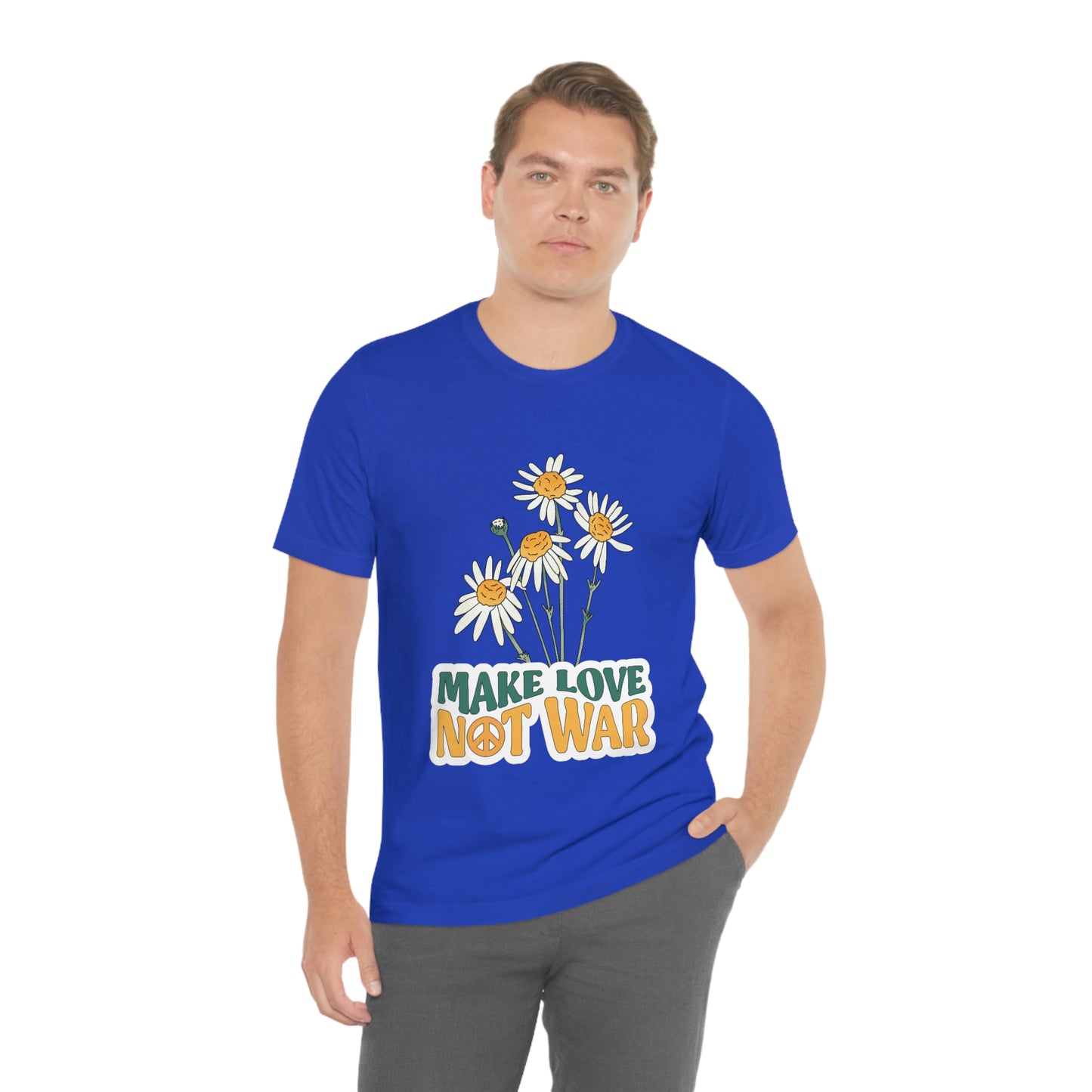 A Comfortable Tee Make Love Not War Unisex Jersey Short Sleeve Tee