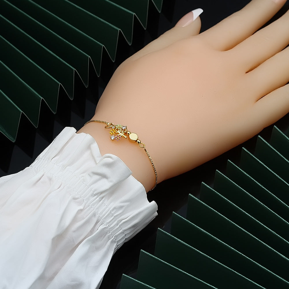 EVIL EYE Hand Tree Turkish Evil Eye Charm Bracelet Gold Color Adjustable Bracelet Fashion Jewelry for Women Girls BE149