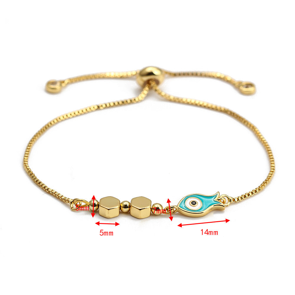 EVIL EYE Hand Tree Turkish Evil Eye Charm Bracelet Gold Color Adjustable Bracelet Fashion Jewelry for Women Girls BE149
