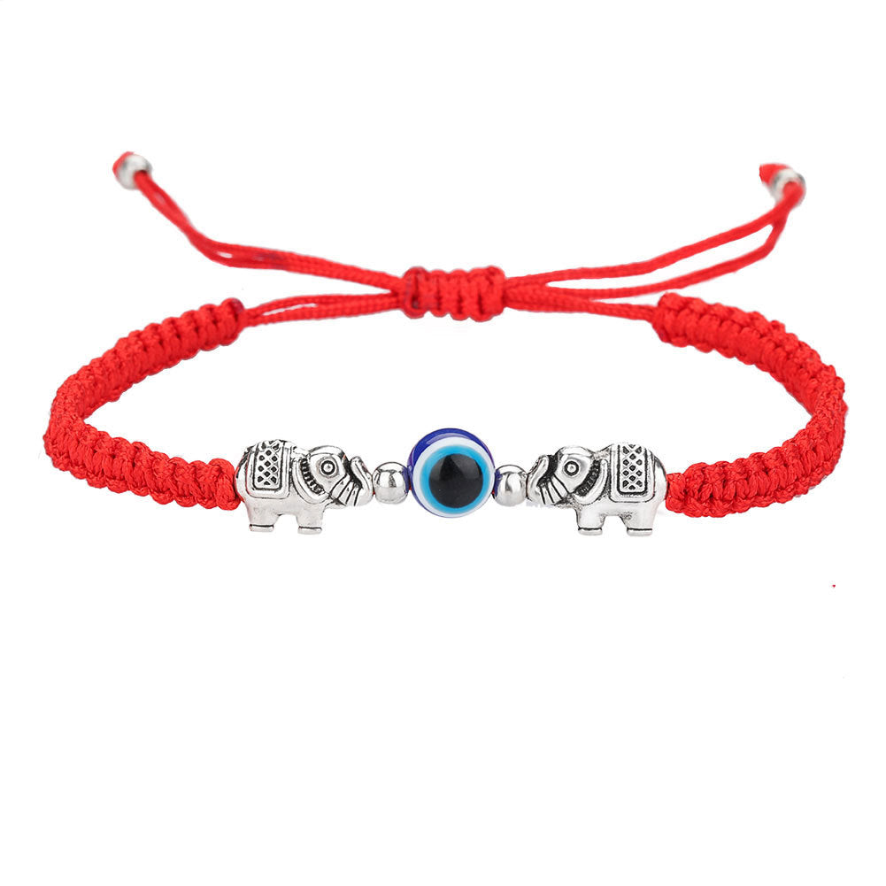 Evil Turkish blue eyes hand-woven bracelet red string/resin