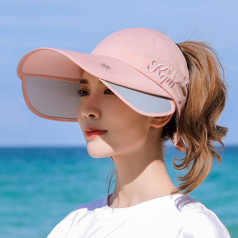 Sun Hat Summer Big Along The Anti-Ultraviolet Sun Hat Biking Sun Protection Sun Hat Outdoor Hollow Top Hat
