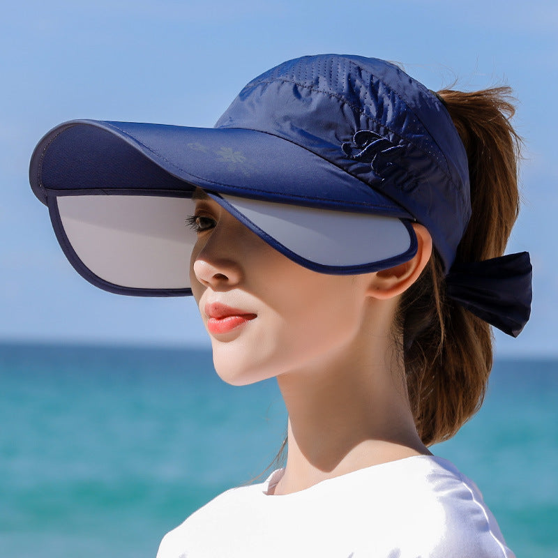 Sun Hat Summer Big Along The Anti-Ultraviolet Sun Hat Biking Sun Protection Sun Hat Outdoor Hollow Top Hat