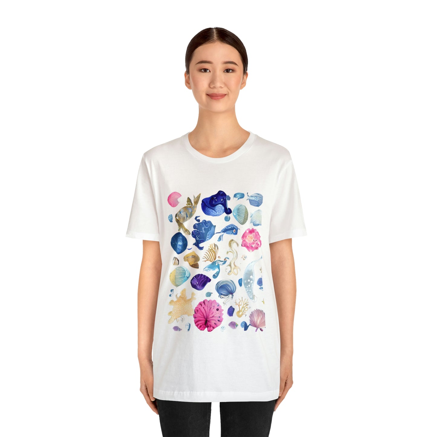 Watercolor Sea Creatures Tshirt Marine Life Ocean Conservation Environment Shirt Tropical Fish Coral Reef Octopus Jellyfish Turtle Shirt