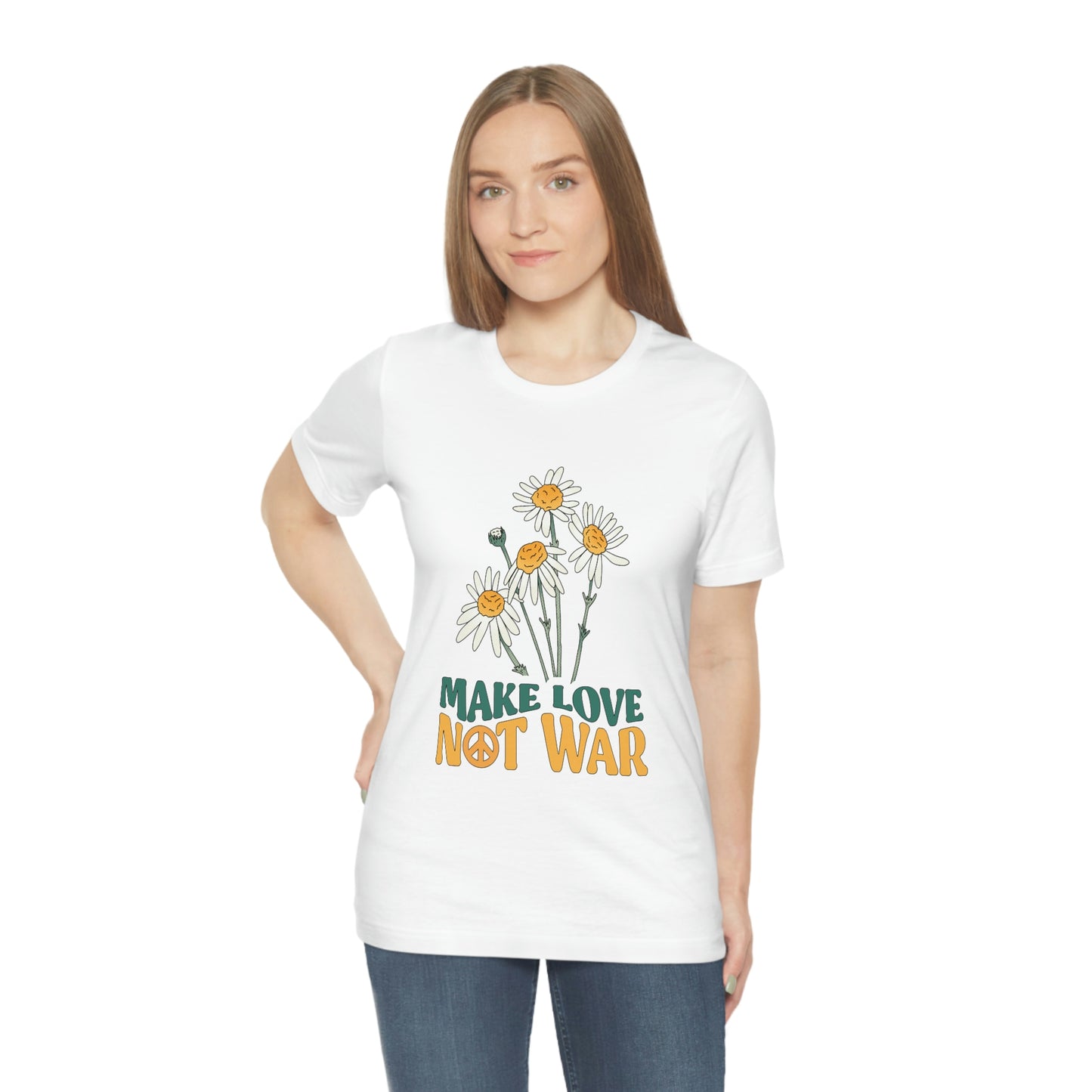 A Comfortable Tee Make Love Not War Unisex Jersey Short Sleeve Tee