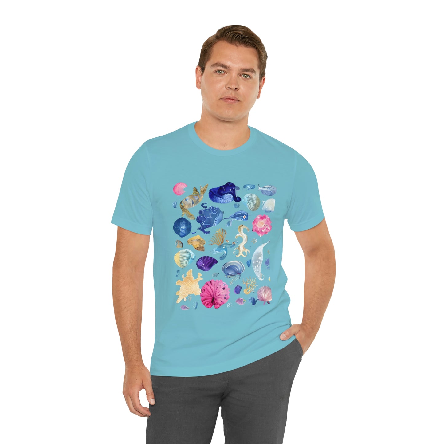 Watercolor Sea Creatures Tshirt Marine Life Ocean Conservation Environment Shirt Tropical Fish Coral Reef Octopus Jellyfish Turtle Shirt