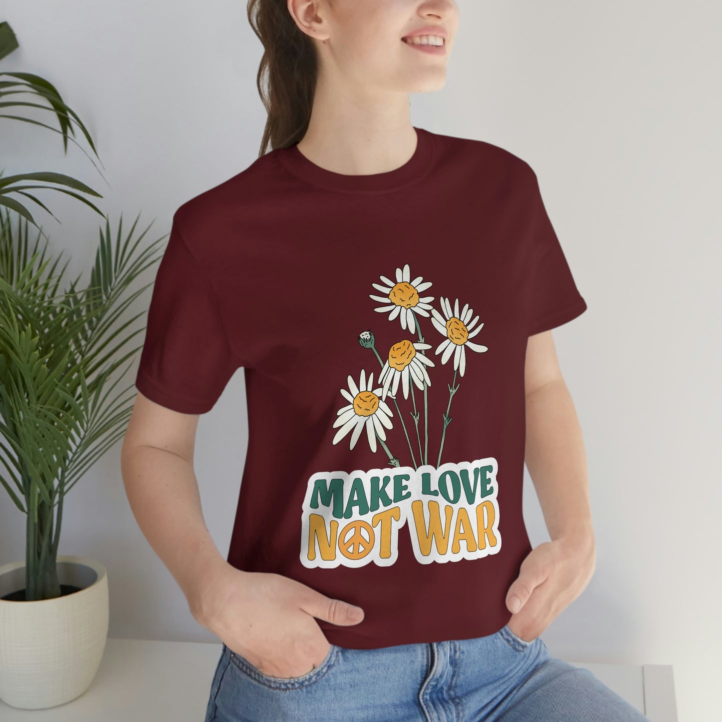 A Comfortable Tee Make Love Not War Unisex Jersey Short Sleeve Tee
