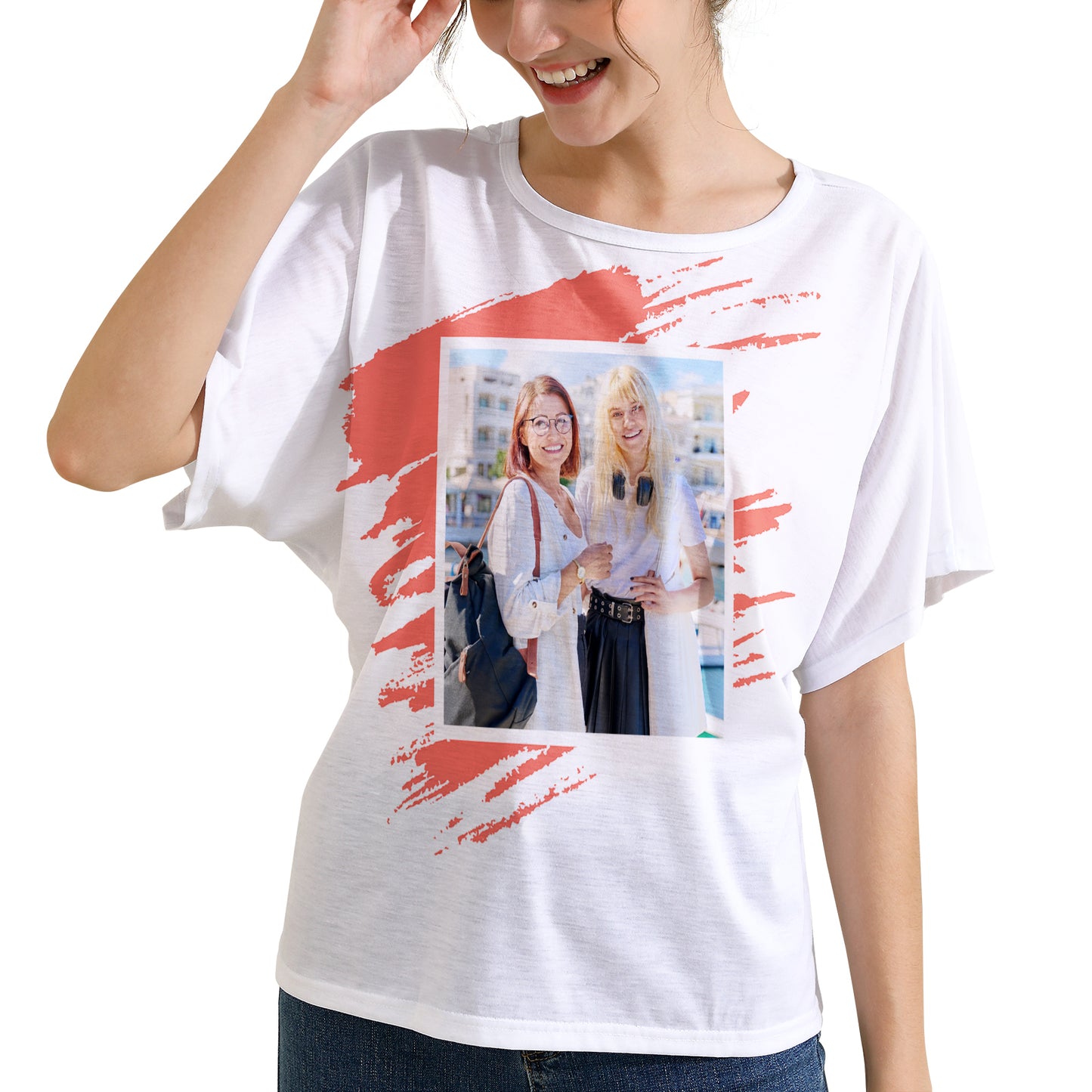 Custmoized Women's Batwing Sleeve T-Shirt - Upload your photo, Personalized gifts for mom