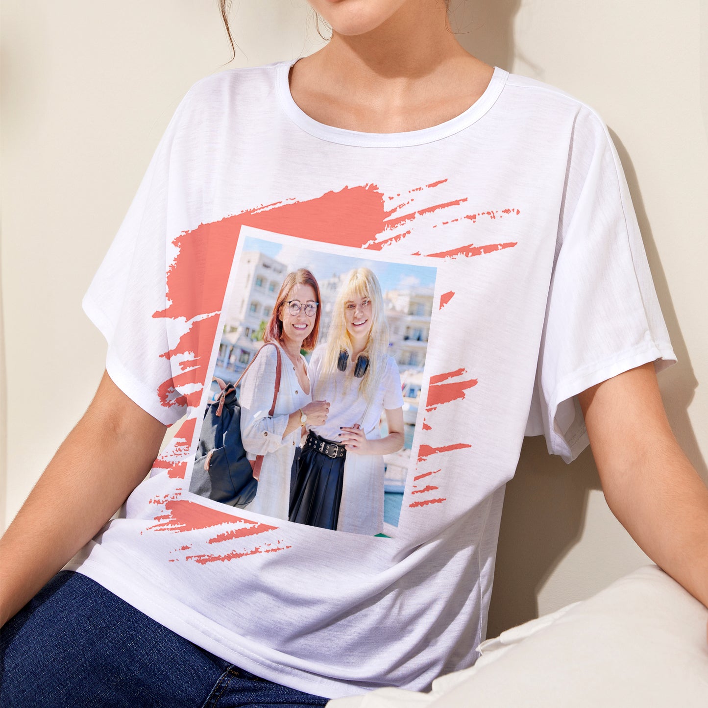Custmoized Women's Batwing Sleeve T-Shirt - Upload your photo, Personalized gifts for mom