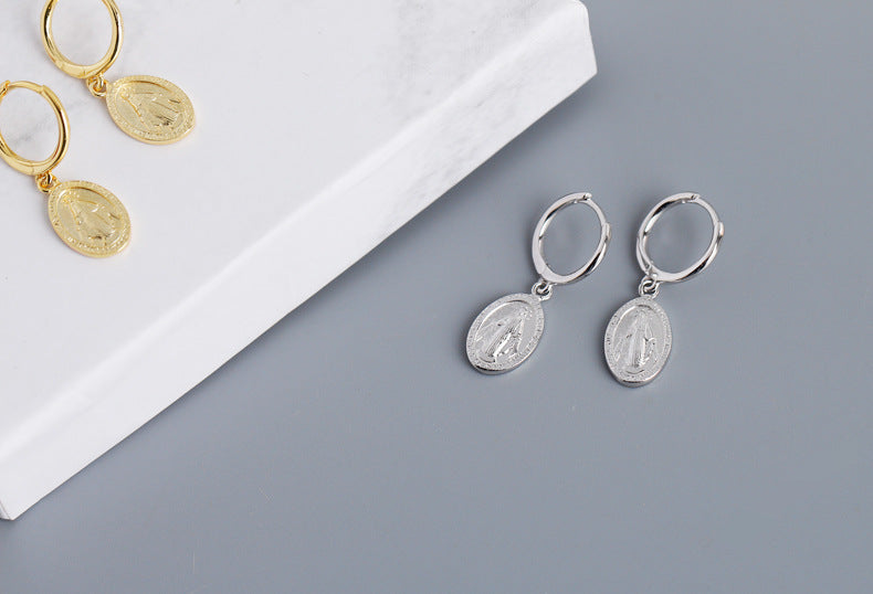 100% 925 Golden earrings sterling silver earrings