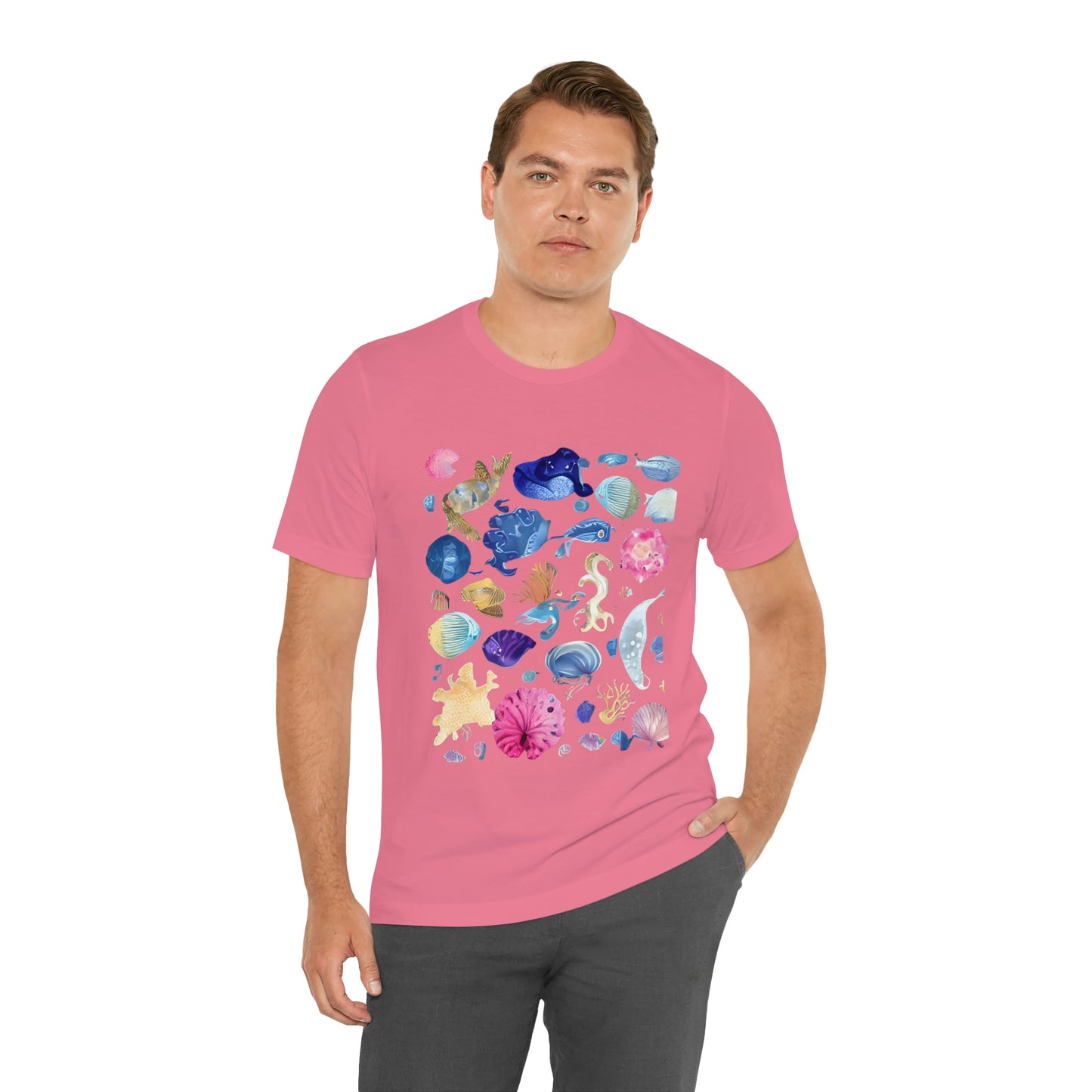 Watercolor Sea Creatures Tshirt Marine Life Ocean Conservation Environment Shirt Tropical Fish Coral Reef Octopus Jellyfish Turtle Shirt