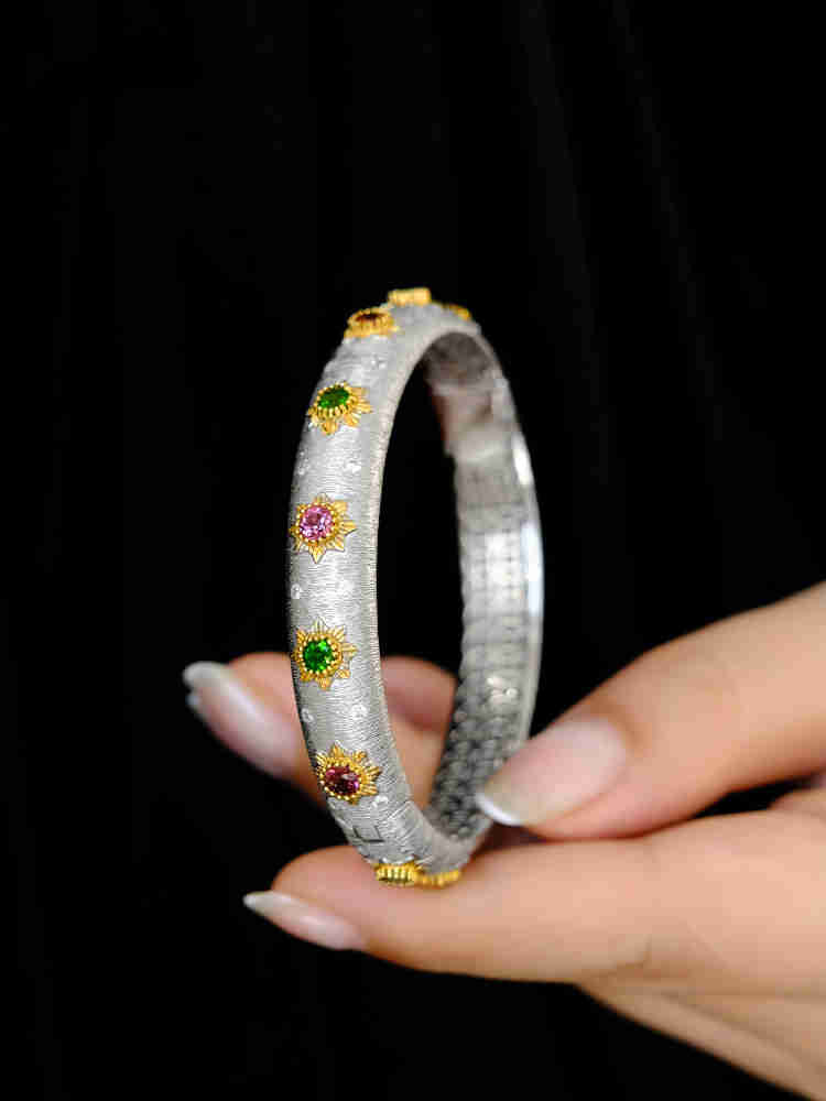 Pure Gold Plated Luxury Color Treasure Bracelet Vintage