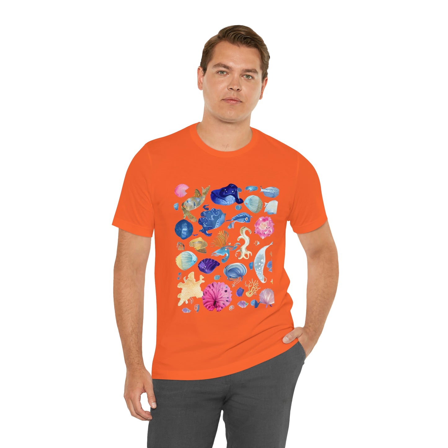 Watercolor Sea Creatures Tshirt Marine Life Ocean Conservation Environment Shirt Tropical Fish Coral Reef Octopus Jellyfish Turtle Shirt