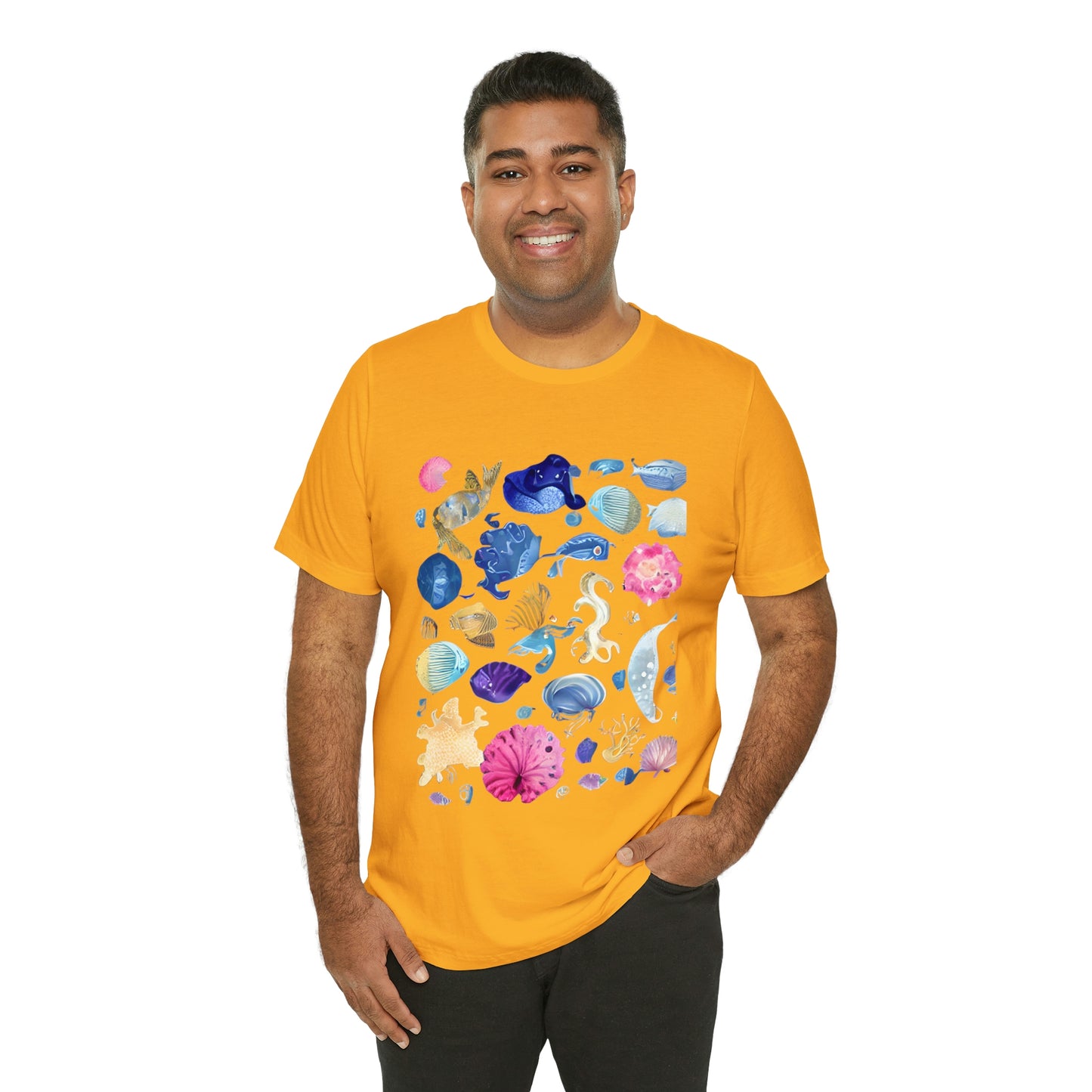 Watercolor Sea Creatures Tshirt Marine Life Ocean Conservation Environment Shirt Tropical Fish Coral Reef Octopus Jellyfish Turtle Shirt