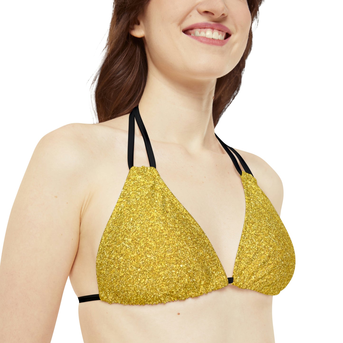 Golden Hawaiian Lion Beach pattern Swimwear Beautiful for summer on the beach or pool side Strappy Bikini Set, Made in U.S.A
