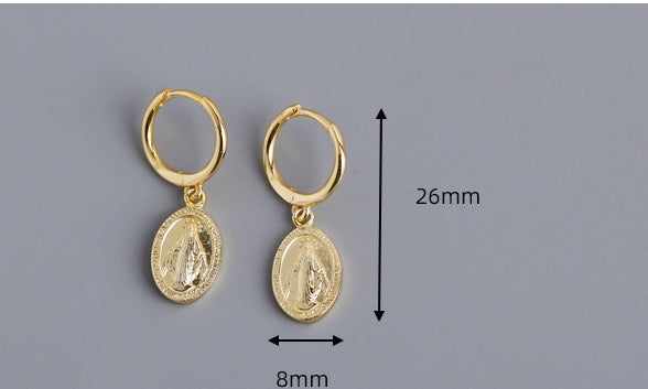 100% 925 Golden earrings sterling silver earrings