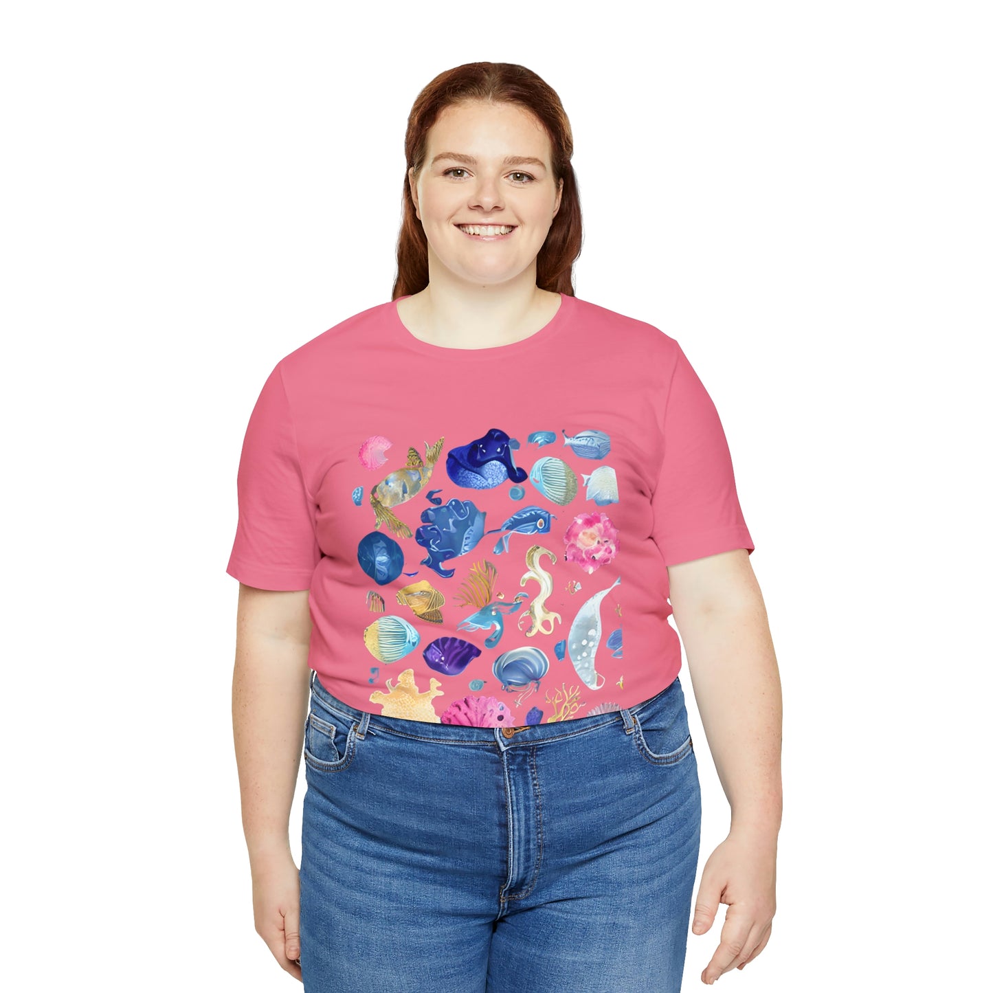 Watercolor Sea Creatures Tshirt Marine Life Ocean Conservation Environment Shirt Tropical Fish Coral Reef Octopus Jellyfish Turtle Shirt