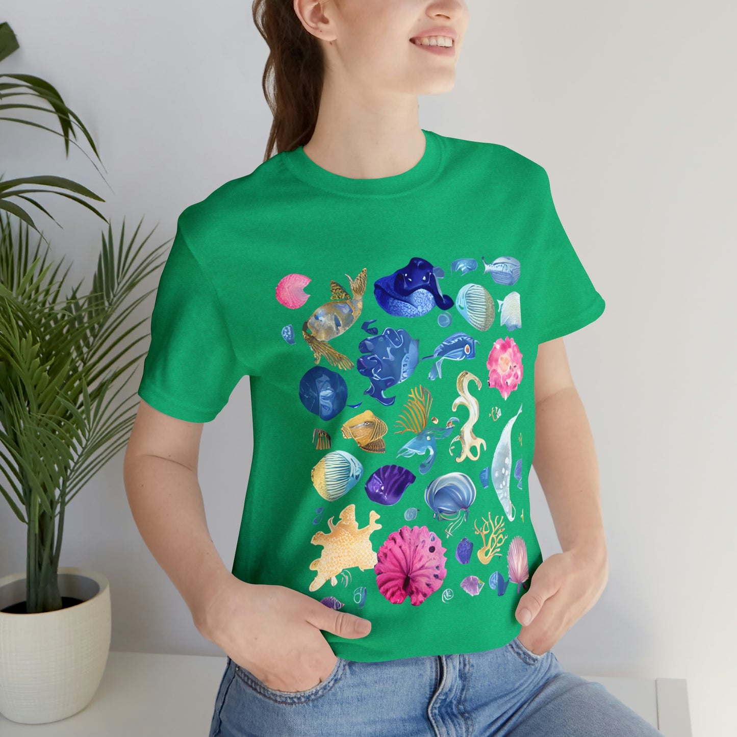 Watercolor Sea Creatures Tshirt Marine Life Ocean Conservation Environment Shirt Tropical Fish Coral Reef Octopus Jellyfish Turtle Shirt