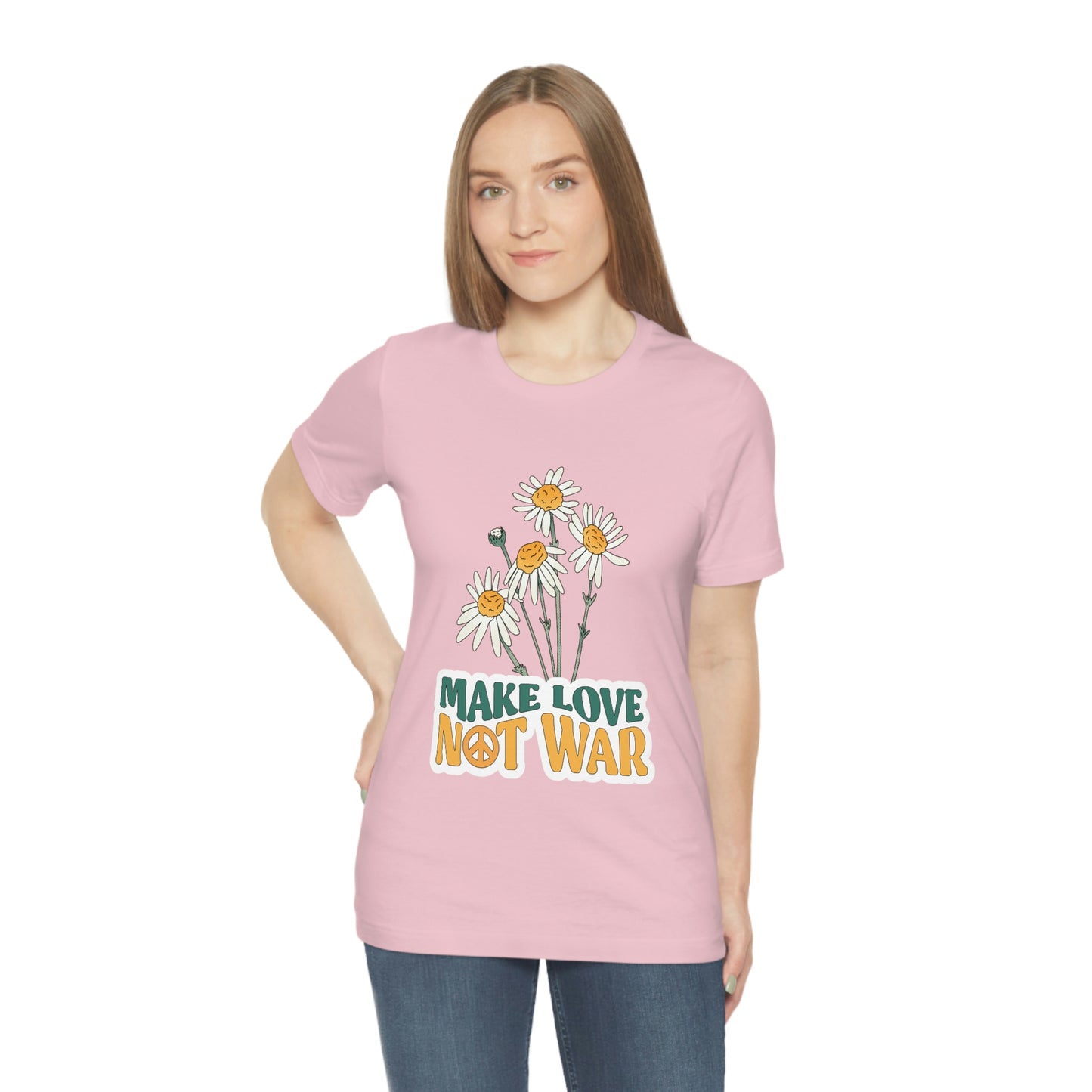 A Comfortable Tee Make Love Not War Unisex Jersey Short Sleeve Tee