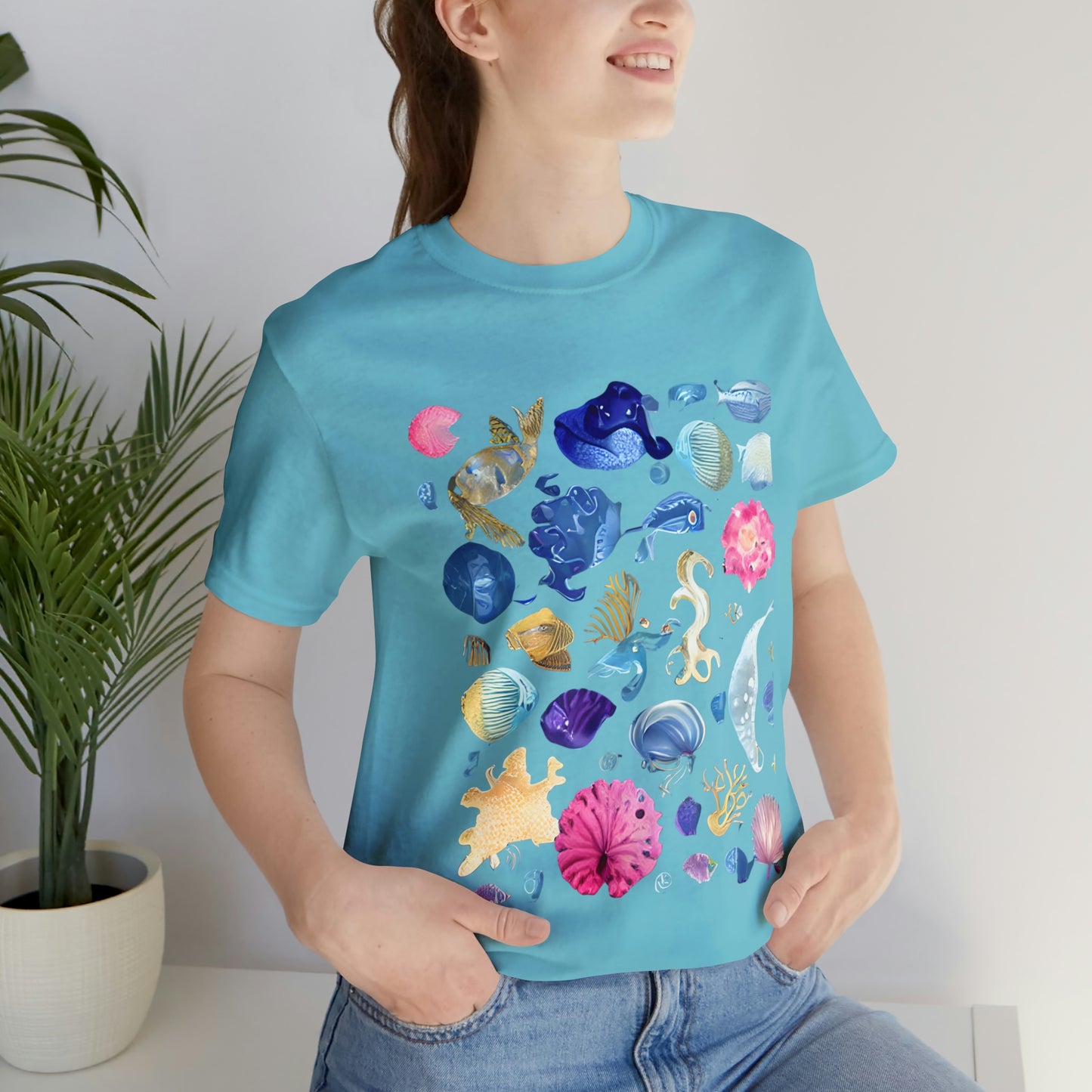 Watercolor Sea Creatures Tshirt Marine Life Ocean Conservation Environment Shirt Tropical Fish Coral Reef Octopus Jellyfish Turtle Shirt