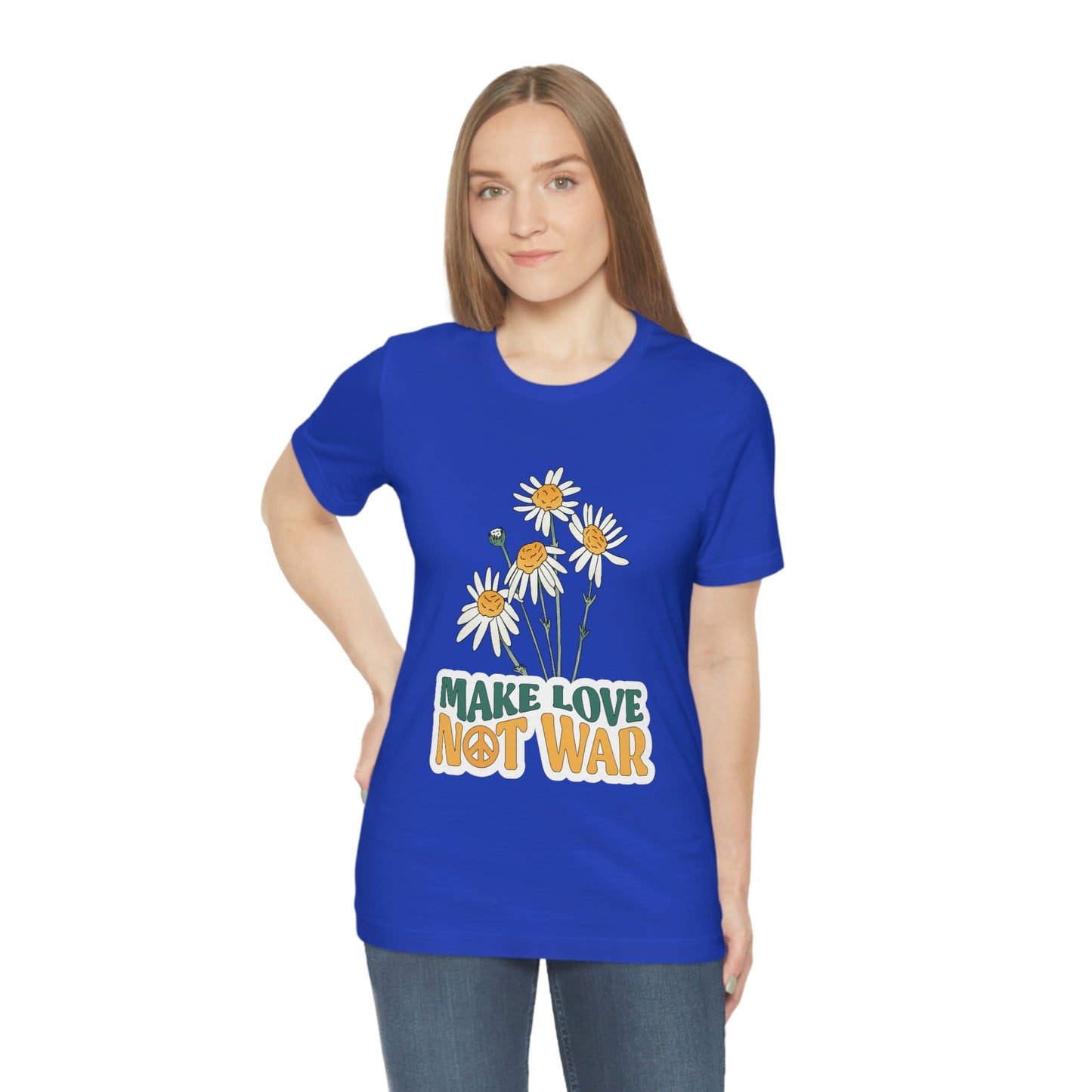 A Comfortable Tee Make Love Not War Unisex Jersey Short Sleeve Tee