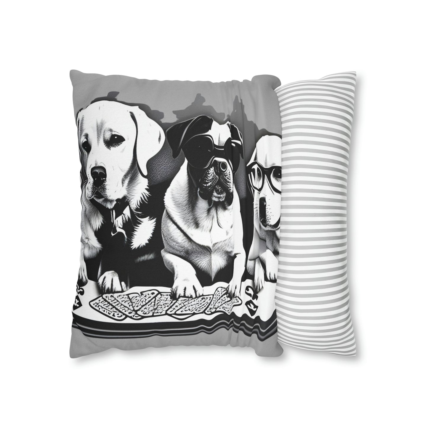 Grey Scripture Spun Polyester Square Pillow | Spun Polyester Square Pillow Case | Dogs Playing card | Dog Décor pillow