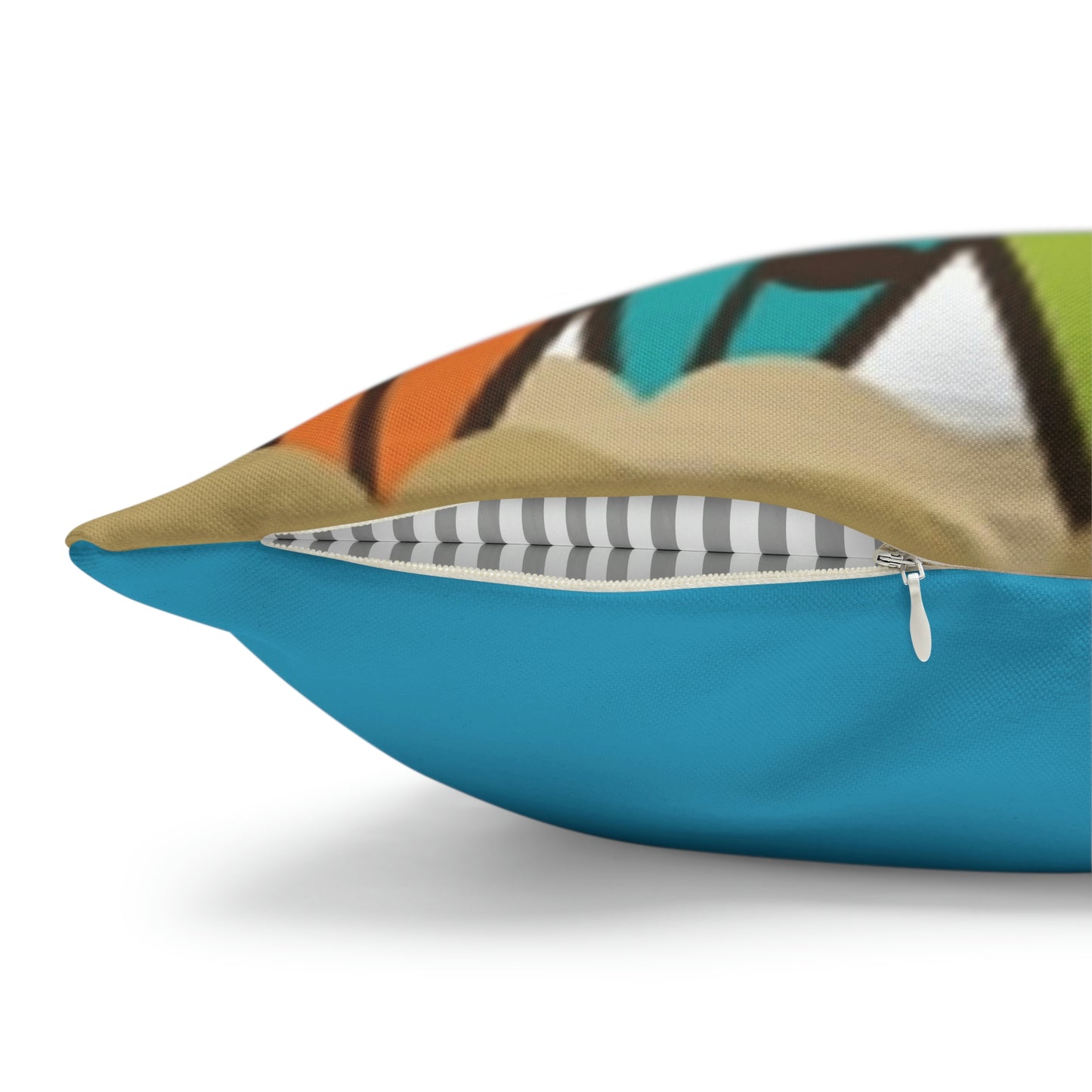 Turquoise Riding the wave Polyester Square Pillow | Spun Polyester Square Pillow Case | Surfboard | flower Décor pillow