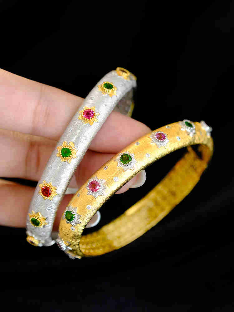 Pure Gold Plated Luxury Color Treasure Bracelet Vintage