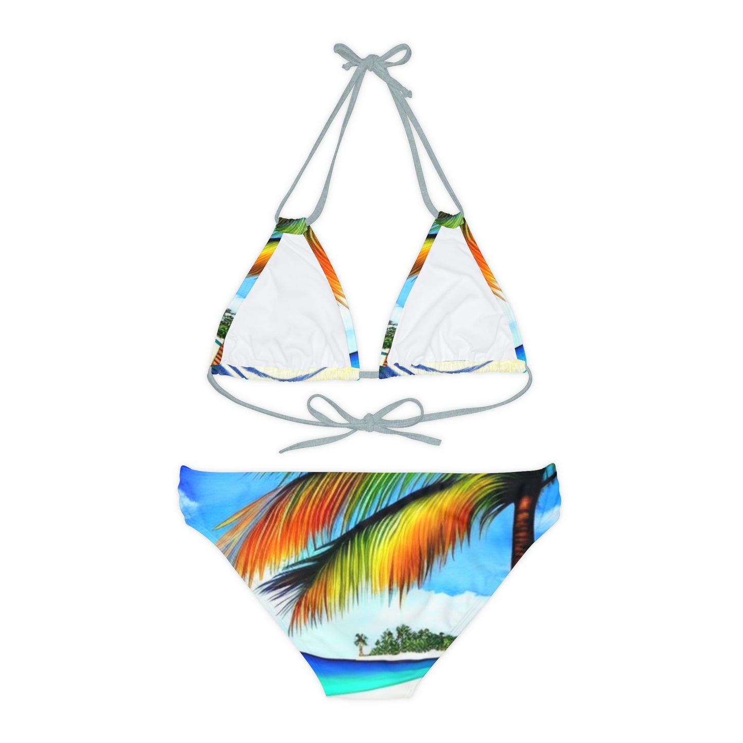 Hawaiian Beach pattern Swimwear Beautiful for summer on the beach or pool side Strappy Bikini Set, Made in U.S.A