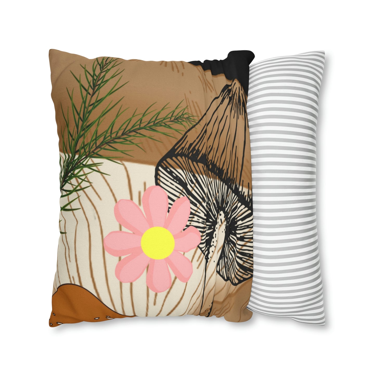 Mushroom Polyester Square Pillow | Spun Polyester Square Pillow Case | flower Playing card | Bird Décor pillow