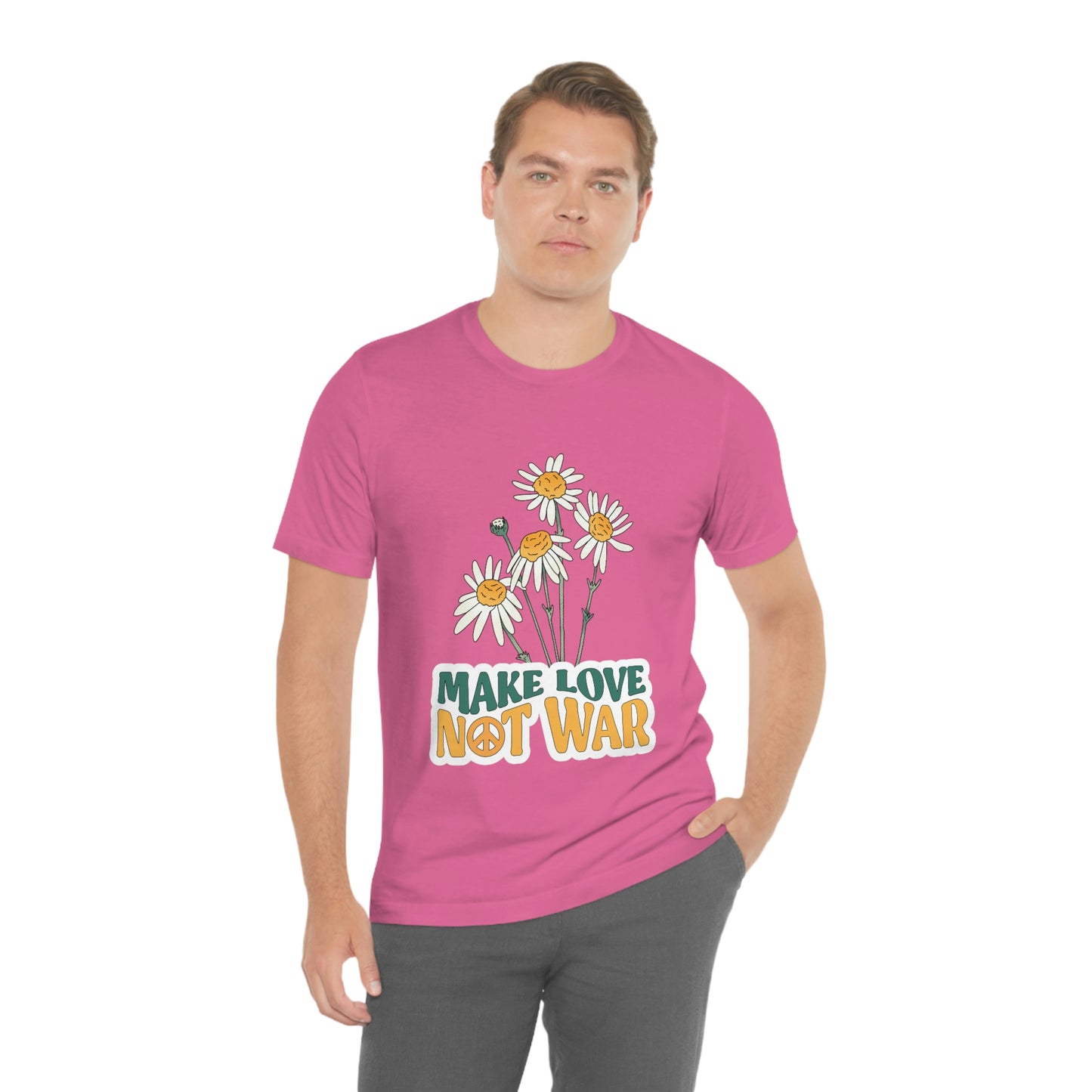 A Comfortable Tee Make Love Not War Unisex Jersey Short Sleeve Tee