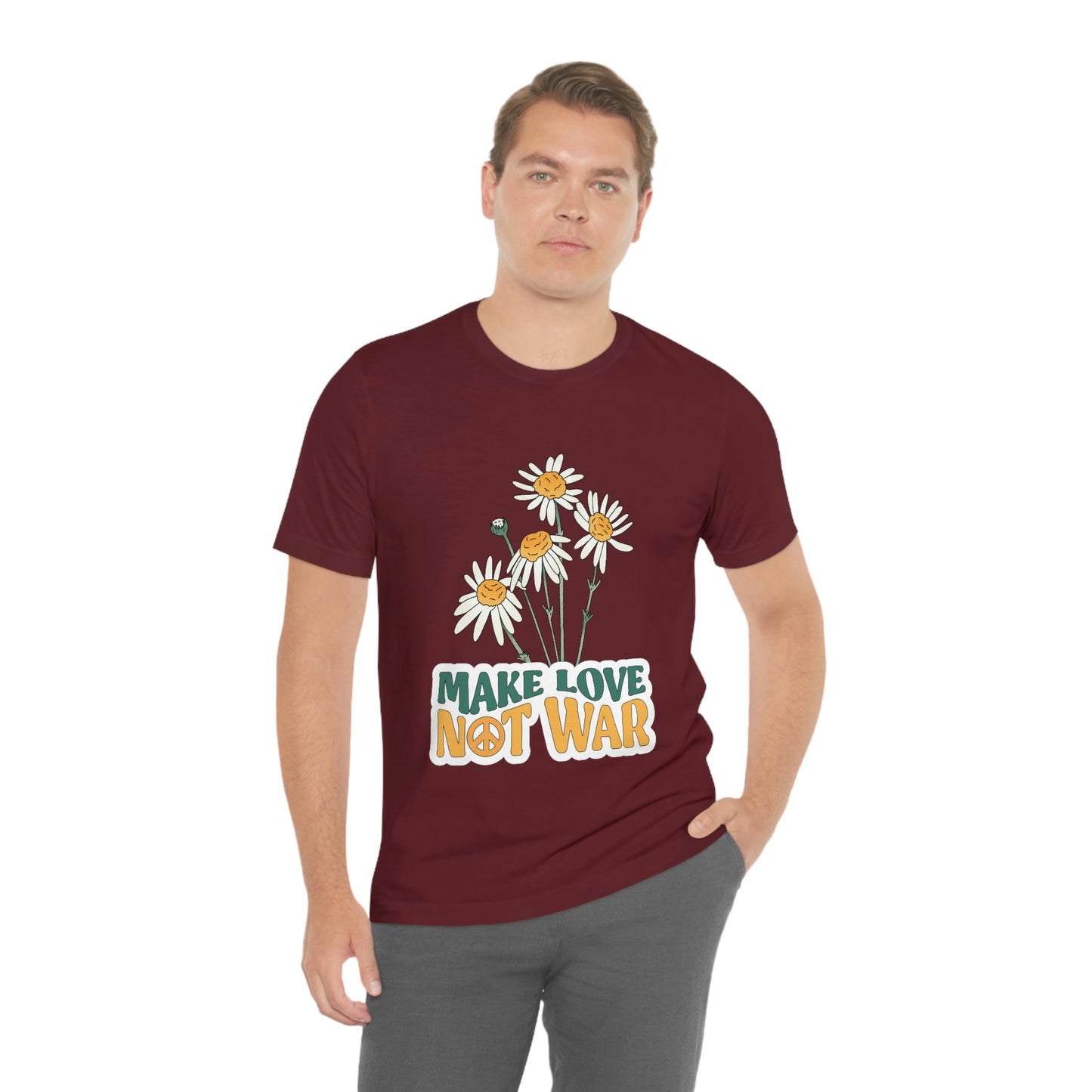 A Comfortable Tee Make Love Not War Unisex Jersey Short Sleeve Tee