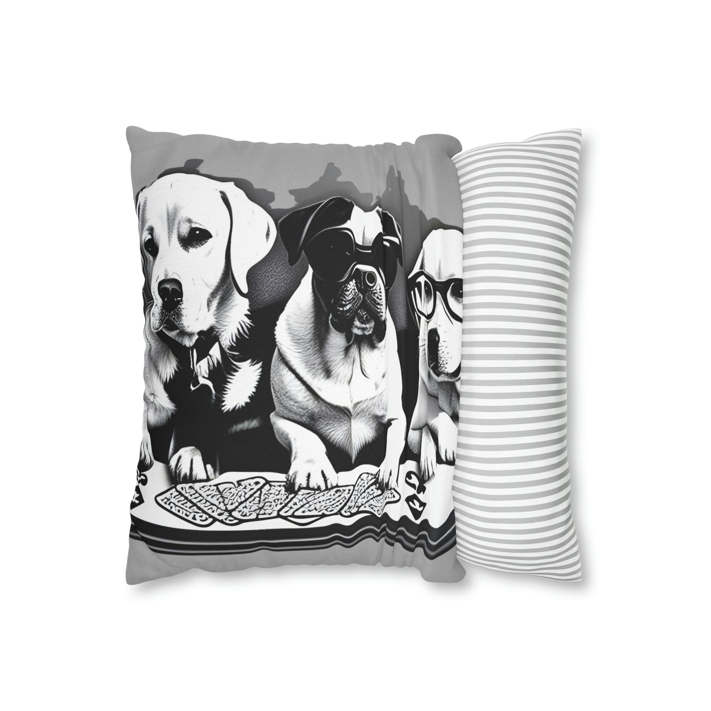 Grey Scripture Spun Polyester Square Pillow | Spun Polyester Square Pillow Case | Dogs Playing card | Dog Décor pillow