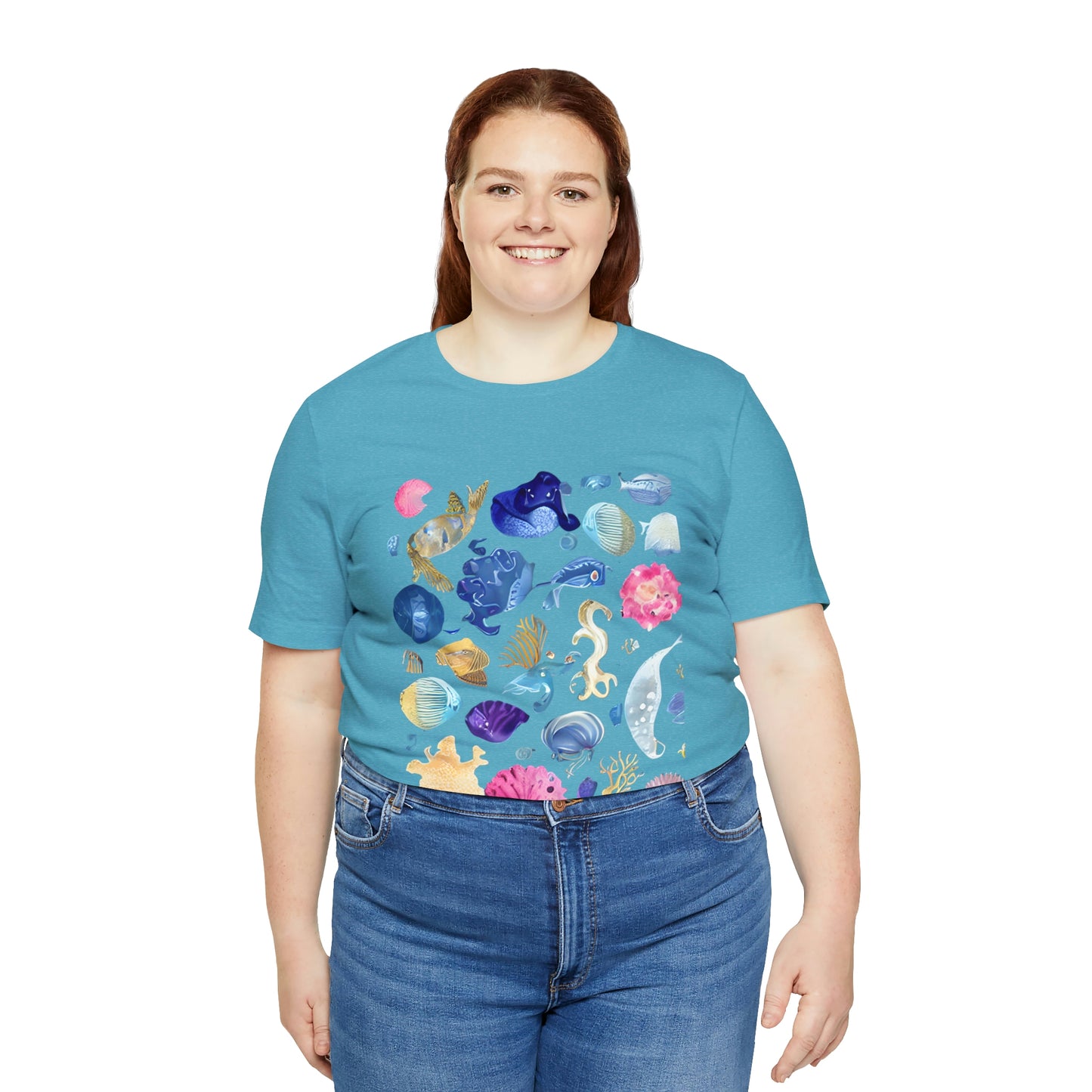 Watercolor Sea Creatures Tshirt Marine Life Ocean Conservation Environment Shirt Tropical Fish Coral Reef Octopus Jellyfish Turtle Shirt