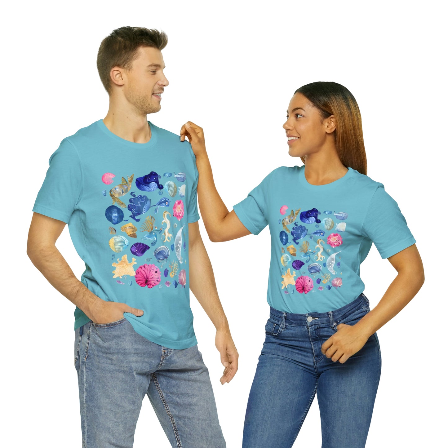 Watercolor Sea Creatures Tshirt Marine Life Ocean Conservation Environment Shirt Tropical Fish Coral Reef Octopus Jellyfish Turtle Shirt