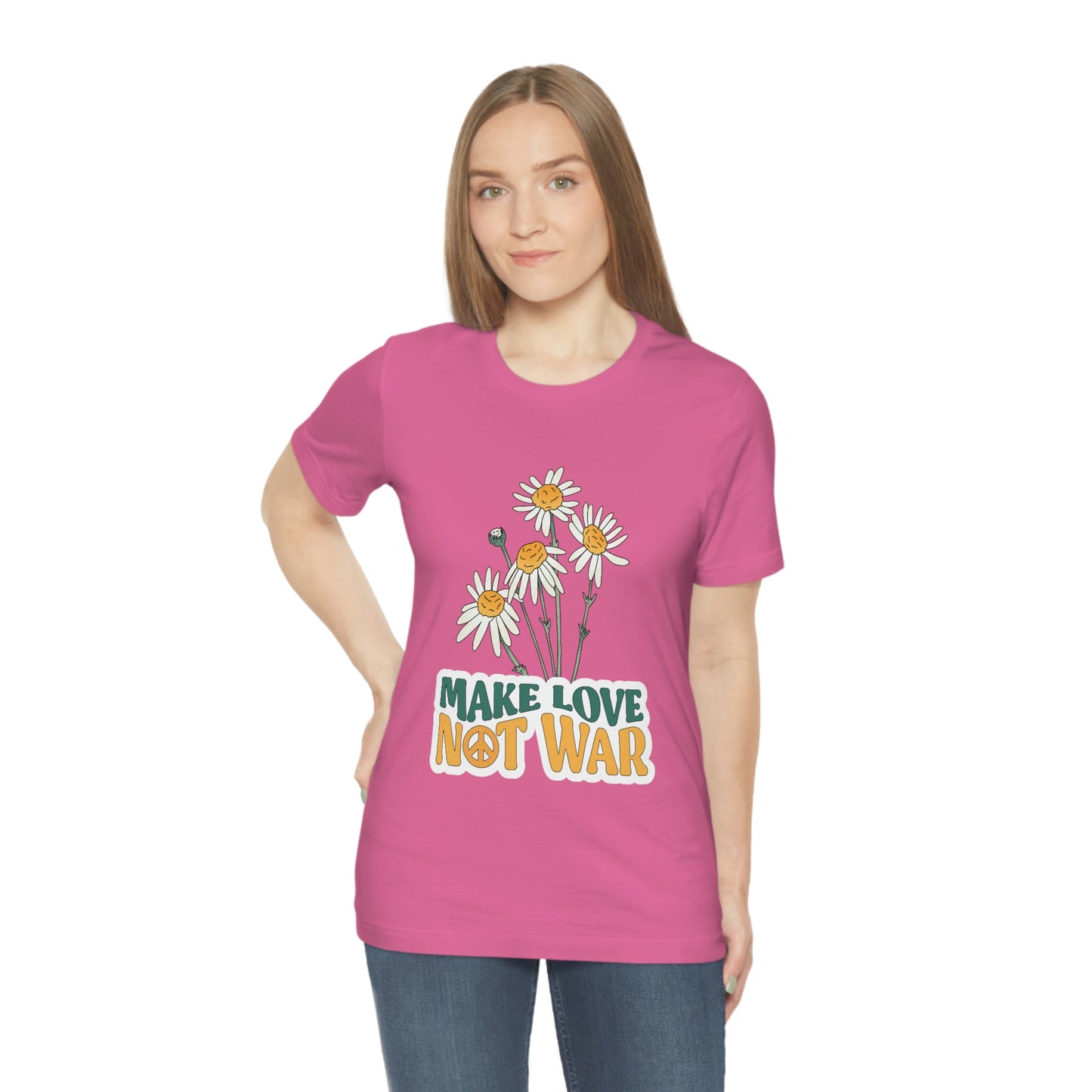 A Comfortable Tee Make Love Not War Unisex Jersey Short Sleeve Tee