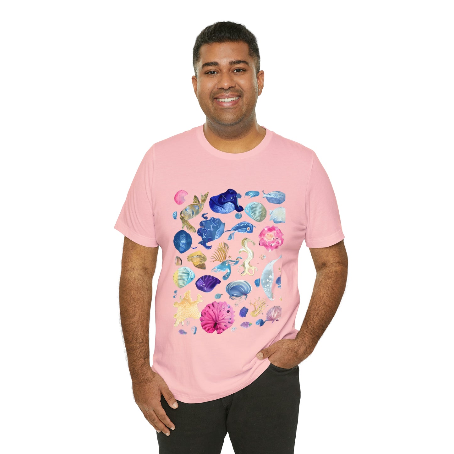 Watercolor Sea Creatures Tshirt Marine Life Ocean Conservation Environment Shirt Tropical Fish Coral Reef Octopus Jellyfish Turtle Shirt