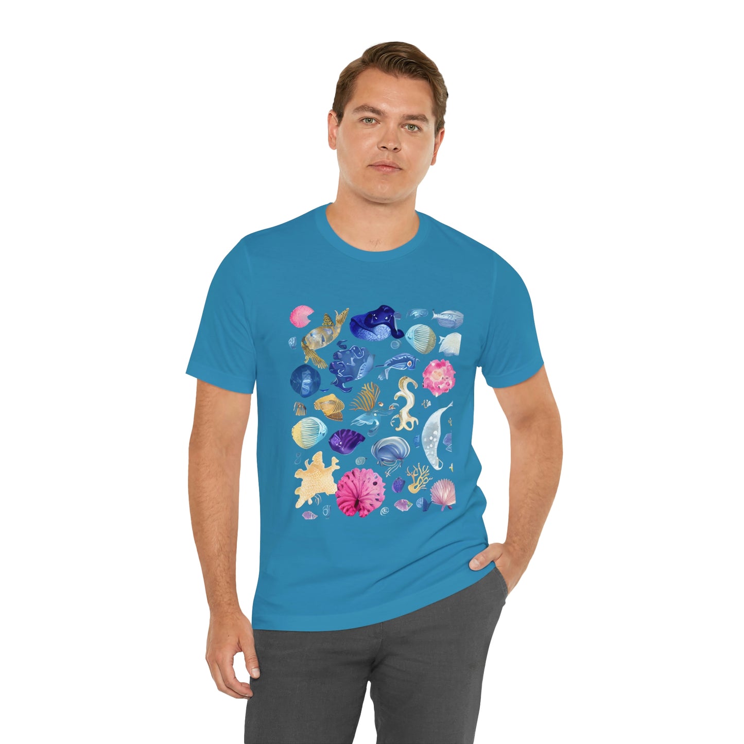 Watercolor Sea Creatures Tshirt Marine Life Ocean Conservation Environment Shirt Tropical Fish Coral Reef Octopus Jellyfish Turtle Shirt