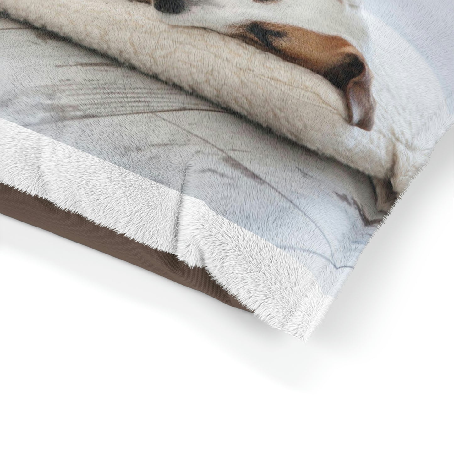 Customize Your Furry Friend's Comfort with Our Personalized Suede Dog Bed - Available in Different Sizes for Both Large and Small Pets, with Washable Cover and Comfy Pillow.