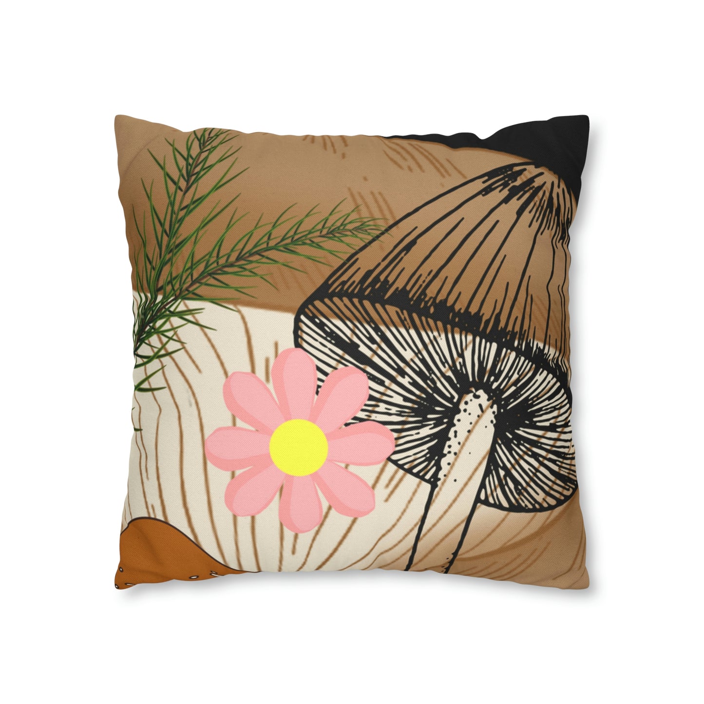 Mushroom Polyester Square Pillow | Spun Polyester Square Pillow Case | flower Playing card | Bird Décor pillow
